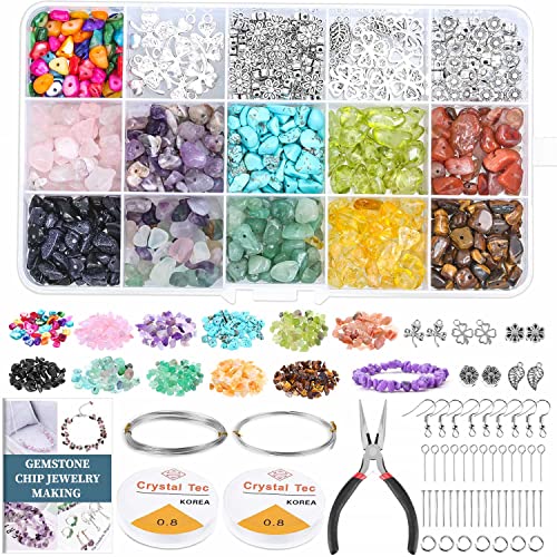 Paxcoo 1046Pcs Crystal Chip Beads Bracelet Making Kit
